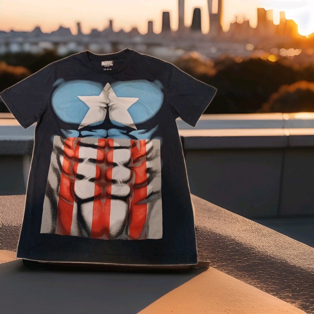 Mens Adult Captain America  T-shirt Marvel Comics Size LG‎
